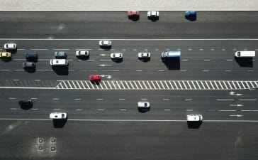Cars on a highway seen from the air