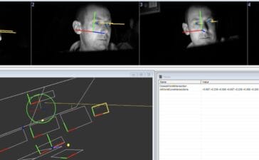 A screenshot illustrating the Smart Eye Pro 14's GazeConeIntersections Output feature
