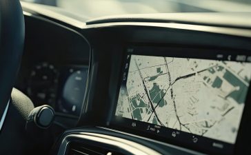Car interior with a dashboard screen